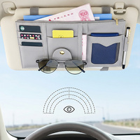 Porte-cartes de luxe en cuir PU pour pare-soleil de voiture - Sac de rangement pour billets, permis de conduire et support de téléphone portable