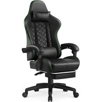Grosir fitur pendingin kursi putar hijau kulit mewah, kursi Gaming kantor & komputer kayu dapat disesuaikan untuk gamer
