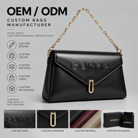 Tas Selempang Wanita Kulit PU Anti Air Ringan Model Clutch Custom Grosir, Tas Tangan Model Amplop dengan Tali Rantai, Portabel