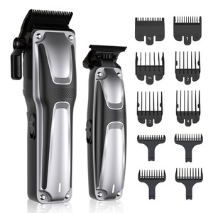 Ensemble de tondeuses à cheveux professionnelles, corps en métal rechargeable, lames en acier inoxydable, peignes de différentes longueurs pour adultes - Product Image 2