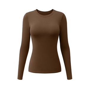 Hot Selling Breathable Skin Friendly Polyester Plaid Pattern Full Sleeve Sports Wear for Women Simple Round Neck Tops - Product Image 3