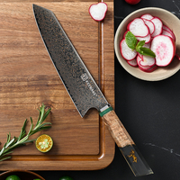 Cuchillo de Chef Japonés KEEMAKE de 8 Pulgadas, Cuchillo Kiritsuke de Acero Damasco de Cobre de 33 Capas de Alta Calidad Japonesa con Mango de Resina con Diseño de León