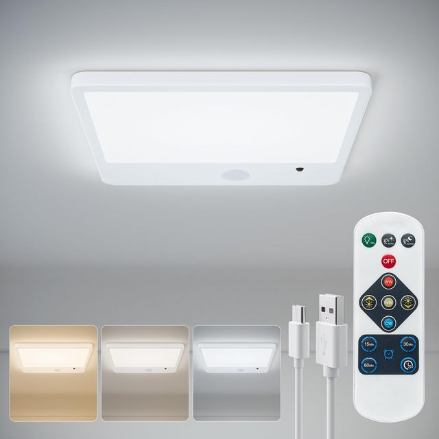 Remote Control Motion Sensor Ceiling Light, Magnetic Wireless Ceiling Light Powered by Batteries, Closet Light