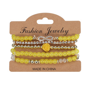 Fashion Jewelry Beaded <b>Bracelets</b> <b>Set</b> Multicolor Crystal Rhinestone Flower Design Unisex Gift Made In China - Product Image 5