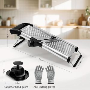 Outil de préparation alimentaire pour la cuisine, coupe-légumes multifonction, mandoline à légumes réglable, trancheuse alimentaire avec gant de sécurité - Product Image 2
