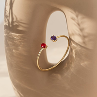 Bracelet ouvert double pierre de naissance plaqué or, minimaliste, luxe, cadeau commémoratif pour couple, bijoux