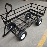 Chariot de jardin en acier robuste, capacité de 1200 lb, avec côtés en maille amovibles, chariot utilitaire en métal pour la cour, le jardin et la ferme