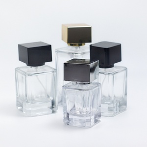 Botella de Perfume Cuadrada de Vidrio de 30ml 50ml 100ml, Botella de Perfume Cúbica, Botella de Perfume de Lujo con Tapa Negra - Product Image 3