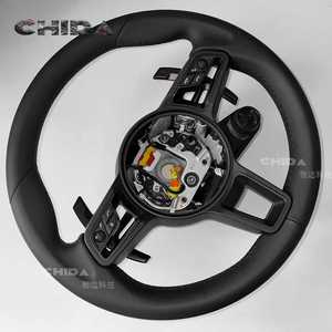 Volant en cuir de haute qualité avec bouton <span class=keywords><strong>SC</strong></span> pour <span class=keywords><strong>Porsche</strong></span>, compatible avec Panamera Cayenne Cayman Boxster 718 <span class=keywords><strong>911</strong></span> 992 - Product Image 2