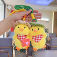 Charme de sac en peluche en forme de petit canard jaune 3D mignon, porte-clés en peluche, jouet en peluche miniature, poupée, pendentif pour sac à main, accessoire, porte-clés