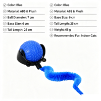 Jouet interactif automatique en silicone avec lumière LED, boule en peluche en forme de queue de verme, design simple pour chats d'intérieur - Divertissement et exercice quotidiens