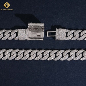 Collar de Cadena Cubana para Hombre, Plata 925, Bañado en Rodio, con Moissanita, Estilo Hiphop, Precio de Fábrica - Product Image 3
