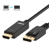 Promotion Câble HDTV de haute qualité plaqué or, 1,8 m, noir, DisplayPort (DP) vers HDMI, 1080P, mâle-mâle