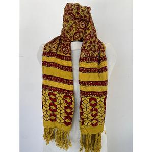 Estola con estampado Ajrakh de bloque de mano Ryon suave de primera calidad con intrincados motivos hechos a mano lavables a máquina para trajes étnicos y de fiesta - Product Image 5