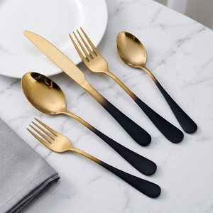 Modern Wholesale Sustainable Stainless Steel Flatware Set-Golden Fork Spoon Knife <b>Mirror</b> Polish Durable Reusable for Hotels - Product Image 1
