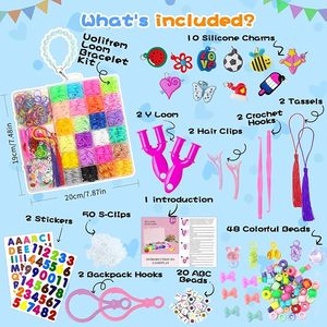 Kit de plus de 2900 élastiques à tisser avec 29 couleurs, kit de fabrication de bracelets d'amitié DIY, kits d'élastiques à tisser pour filles et garçons - Product Image 5