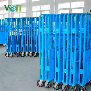 500KG लोड हो रहा है 4 पहिया स्टील Foldable भंडारण तार जाल फूस रोल पिंजरे ट्राली - Product Image 5