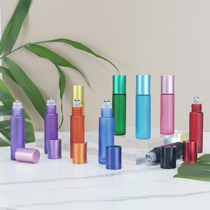Botella Roll-on para Perfume, Color Arcoíris, Amarillo, Morado, Azul, Verde, Vidrio Esmerilado, Vacía, 5ml 10ml, para Aceite Esencial y Suero para Ojos - Product Image 2