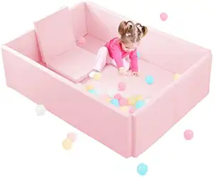Cerca dobrável de espuma macia rosa claro para playground infantil, poço de bolas super grande para crianças