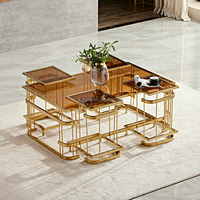 Ensemble de table d'intérieur de meubles à usage domestique Offre Spéciale table basse en acier inoxydable à dessus doré