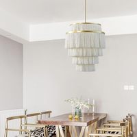 5 Katmanlı Boho LED Avize 3 Işıklı Orta Beyaz Saçaklı Sarkıt Ayarlanabilir Yükseklik Asılı Aydınlatma Armatürü Püsküllü Ev Banyo