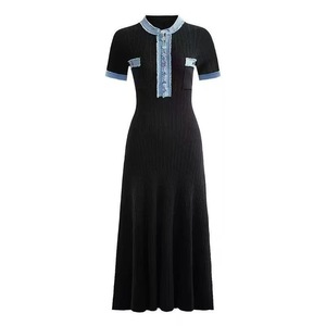 Nouvelle robe longue en denim mince pour femmes, coutures à simple boutonnage, décoration pailletée, taille naturelle lavable - Product Image 6