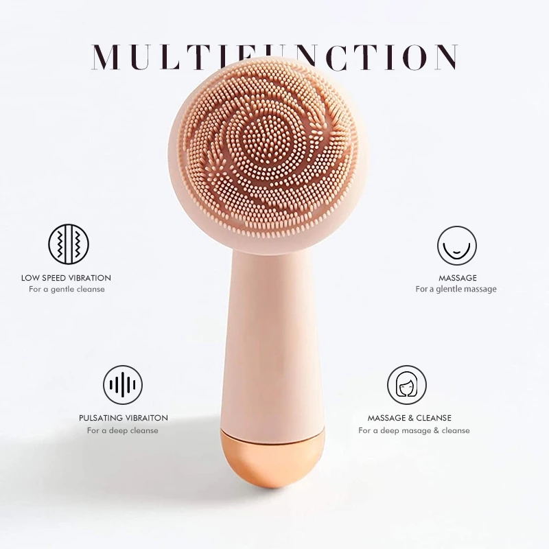 Waterproof USB Rechargeable Vibrate Exfoliate Sonic Electric Facial Cleansing Cosmetic Brush Face Silicone Brush Massager