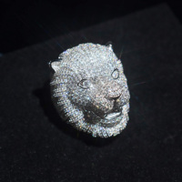 2025 nouveau Design argent Moissanite VVS1 D couleur glacé 3D haute qualité personnalisé personnage Lion anneau HipHop Style Unique