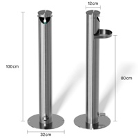Distributeur de désinfectant pour les mains en acier inoxydable commercial à pédale, unité sur pied sans contact pour bureau, hôpital, école
