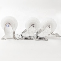 Acier inoxydable SUS 304 316 360 degrés pivotant avec plaque de frein roulette PA Nylon 1.5 "2" pouces blanc meubles roulettes muet