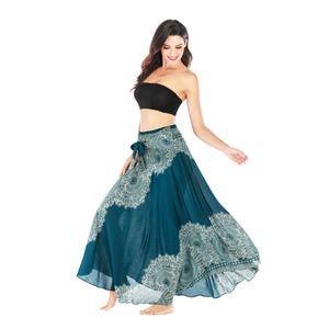 <strong>Boho</strong> <strong>Skirt</strong> Midi Dress Floral Print Loose Flowing Summer Travel Hippie Yogi Two Wear Belly Dance Festival Long Maxi <strong>Skirt</strong> - Product Image 1