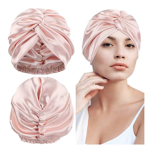 Bonnets 100% <span class=keywords><strong>soie</strong></span> personnalisés pour femmes, chapeaux <span class=keywords><strong>de</strong></span> <span class=keywords><strong>nuit</strong></span> élastiques réglables, double <span class=keywords><strong>bonnet</strong></span> <span class=keywords><strong>de</strong></span> <span class=keywords><strong>nuit</strong></span> pour un usage quotidien/décontracté avec logo - Product Image 1