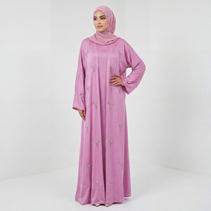 Vêtements islamiques <span class=keywords><strong>pour</strong></span> femmes, Abaya de luxe avec nœuds en diamant et robe intérieure, ensemble Abaya 2 pièces, Abaya élégante et modeste, robe musulmane <span class=keywords><strong>pour</strong></span> femmes <span class=keywords><strong>pour</strong></span> l'Aïd - Product Image 2