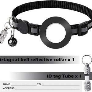 Collar Reflectante <span class=keywords><strong>de</strong></span> Nailon para Mascotas con Soporte para Airtag, Campana y Placa <span class=keywords><strong>de</strong></span> Identificación, Collar Antipérdida para Cachorros y Gatitos - Product Image 5