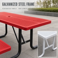 Ensemble de table et chaises de jardin en acier galvanisé, mobilier de jardin, résistant à l'eau et à la décoloration, design moderne à lattes