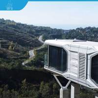 Maison préfabriquée en acier de luxe 2025, capsule spatiale, hôtel préfabriqué, application de conteneur pour villa