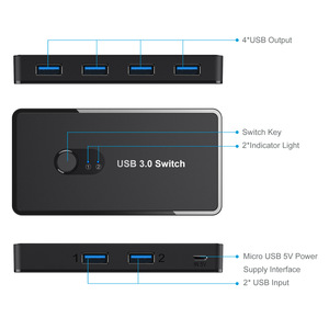 <b>Usb</b> 3.0 Switch 2 In 4 Out Kvm For Computer Sharing Printer Keyboard Mouse <b>Flash</b> <b>Drive</b> - Product Image 3