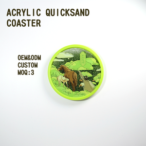 OEM/ODM Available Personalized Custom Acrylic Quicksand Coaster Waterproof 10x10cm Round for Drinks & Coffee Promotion