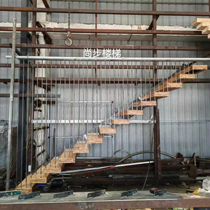 <span class=keywords><strong>Escalera</strong></span> de peldaño de madera, viga de acero al carbono, <span class=keywords><strong>dos</strong></span> largueros, <span class=keywords><strong>escalera</strong></span>, pasamanos de vidrio para interiores, escalón de madera, escaleras de metal rectas - Product Image 3