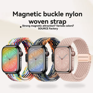 สายนาฬิกาแบบถักพร้อมหัวเข็มขัดแม่เหล็กสำหรับ <span class=keywords><strong>Apple</strong></span> <span class=keywords><strong>Watch</strong></span> Series 10 9 <span class=keywords><strong>8</strong></span> 7 6 สายนาฬิกาไนลอนยืดหยุ่น - Product Image 2