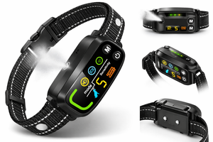 Collier <span class=keywords><strong>anti</strong></span>-aboiement rechargeable pour chien, collier d'entraînement automatique <span class=keywords><strong>anti</strong></span>-aboiement, sensibilité réglable pour chiens de petite, moyenne et grande taille - Product Image 1