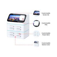 Quiosco de Pago RFID con Pantalla POS, Resistente al Fuego, con Sistema Operativo Android, Estación de Alquiler de Baterías Externas, 4G+WiFi, Bluetooth 5.2 para Carga de Celulares