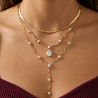 Collier long en Y en cuivre plaqué or avec breloque CZ pour femme, motif étoile et cœur en zircon, bijoux personnalisés en gros