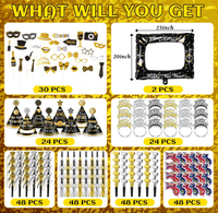 Kit de Fournitures pour Fête du Nouvel An 2027 : Chapeau de Fête, Bandeau, Pistolet à Confettis, Pistolet à Bruit, Ballon Gonflable, Cadre Photo et Accessoires Photo