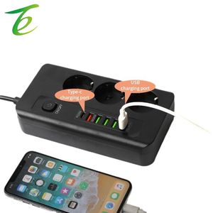 Multiprise standard européenne avec port Type-C, protection contre la foudre, ports <span class=keywords><strong>USB</strong></span> et interrupteur ; rallonge électrique standard européenne - Product Image 5