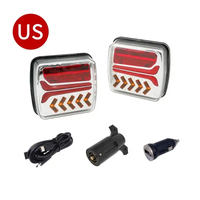 Kit d'éclairage magnétique sans fil pour remorque, feux arrière LED rechargeables sans fil avec émetteur 7 voies vers 4 voies pour remorquage sans fil