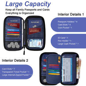 Bolsa de poliéster Oxford con diseño de piedra, estuche de maquillaje con logotipo personalizado, tarjetero de viaje RFID para documentos familiares - Product Image 4