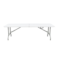 240cm Événements Parti Pliant En Plastique Table 8ft Longue Pliable Table Pour 8 Les Gens Allument Poids Collation Bureau