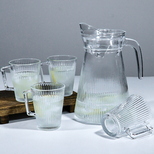 <span class=keywords><strong>Carafe</strong></span> en verre de qualité supérieure grande capacité avec couvercle et poignée, ensemble de carafes à eau chaude/froide avec tasses et accessoires de service - Product Image 6