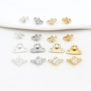 18K Gold Color Preserving Double Hole Buckle Spacer Zircon Jewelry Making Components Mixed Shapes DIY Accessories - Product Image 2